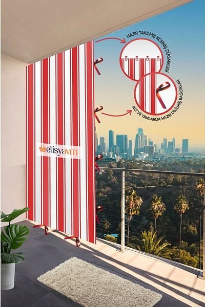 Elisya Home Balcony Curtain Canvas Sunshade 6 Color Options