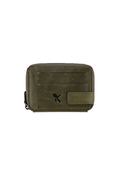 Karalı Deri Hakiki Deri Erkek Cüzdan Yeşil C212-07