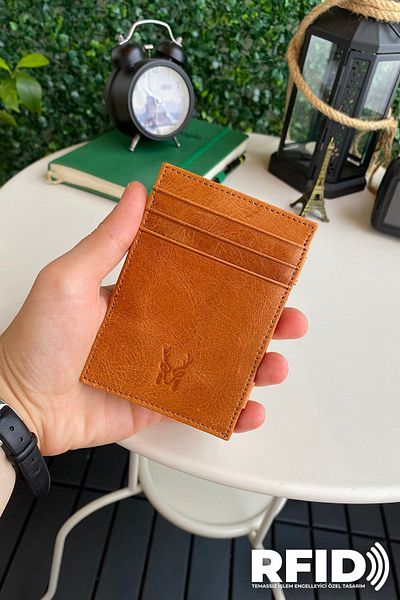 Modica Lotus - Портфейл от естествена кожа с RFID защита и защита от кражба, кафяв, с магьосник
