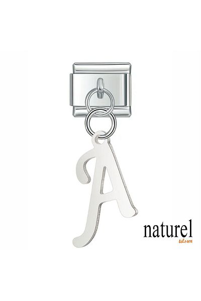 Naturel Tılsım Italian Stainless Steel 9mm Letter a Charm