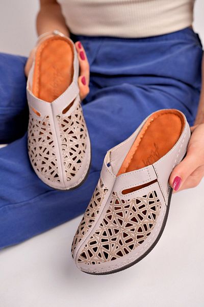 Akgün Terlik Genuine Leather Stone Massage Sole Comfortable Women's Slippers - Order 1 Size Large