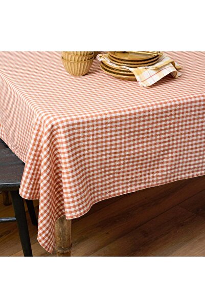 Pötikare Picnic Cloth Orange Gingham Pattern Tablecloth