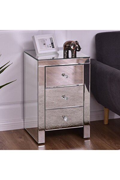 Gençtürk Luxury Beyaz Aynalı Komidin En 45 Cm Derinlik 45 Cm Yükseklik 65 Cm