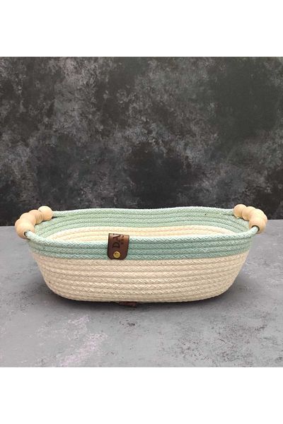 Çt Çeyizci Tekstil Colorful Wicker Bread Basket - Single Basket with Inner Lining