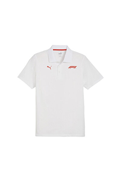 Puma Λογότυπο F1 Ess - Ανδρικό λευκό μπλουζάκι πόλο με λαιμόκοψη 62585202