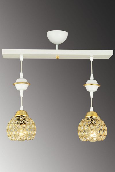 SONSUZ AYDINLATMA&AVİZE Row of White 2-Piece Crystal Optigon Downward Facing Luxury Chandelier