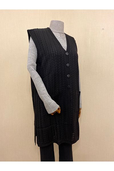 TEK Seasonal Mercerized Mother Long Vest / Black