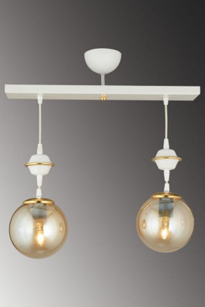 SONSUZ AYDINLATMA&AVİZE Row of White 2-Piece Bal Glop Top Glass Downward Facing Luxury Chandelier