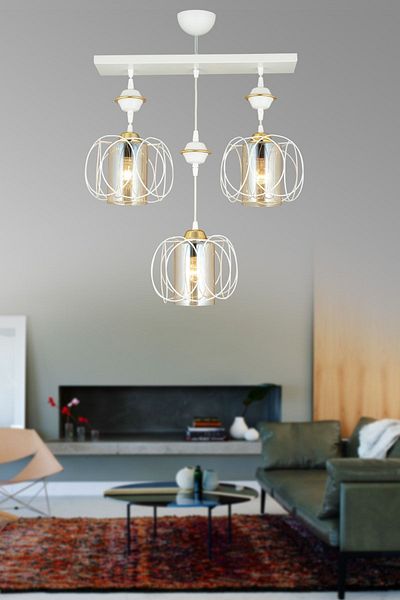 SONSUZ AYDINLATMA&AVİZE Row of White 3-Plus Sun Downward Facing Luxury Chandelier