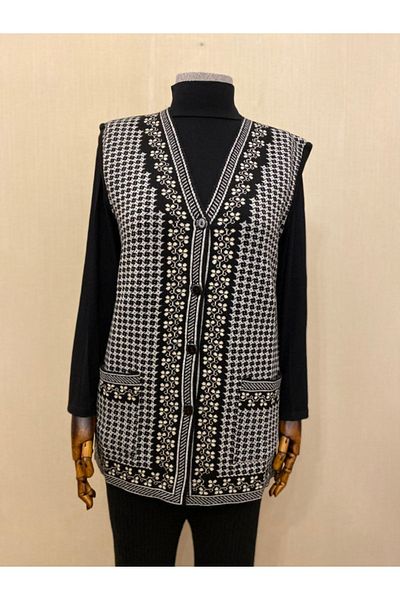 TEK Tricoturi Kilim Pattern Mother Vest / Gri
