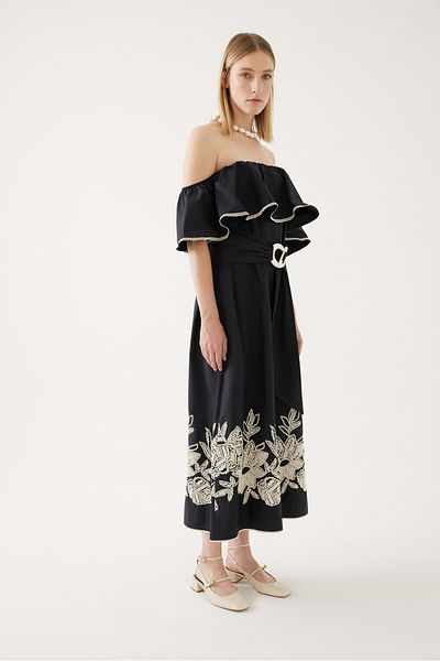 Exquise Black Off Shoulder Dress