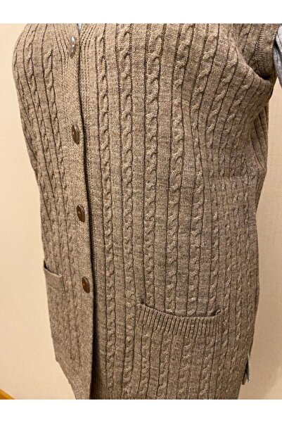 TEK Triko Kışlık Yün Anne Yelek / Vizon