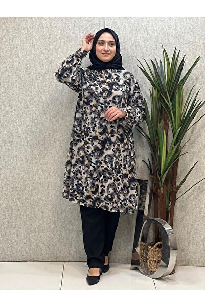 Butik büyük beden Τονίκ σιφόν με σχέδια - Χαλαρή εφαρμογή