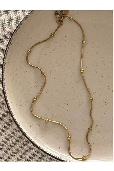 BORENO Dorika Model Gold Renk Altın Kaplama Paslanmaz Çelik Kolye (Kararmaz,P...