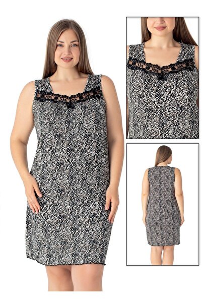 Cotpark 10680 Cămașă de noapte cu mânecă zero cu dantelă model