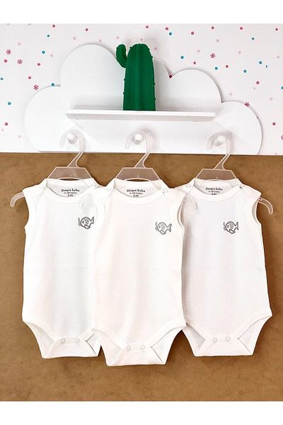CEMRE BEBE 3 Pieces Monthly and Year Old Cotton Snap-On Bodysuit for Girls and Boys Baby Snap-On Bodysuit