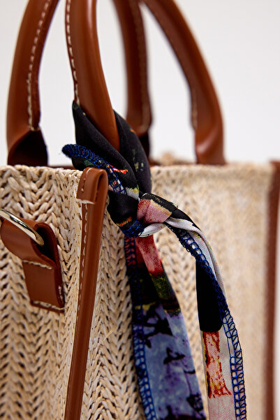 ALTUDA Γυναικεία τσάντα ώμου με ψάθινο φερμουάρ - Ψάθινο