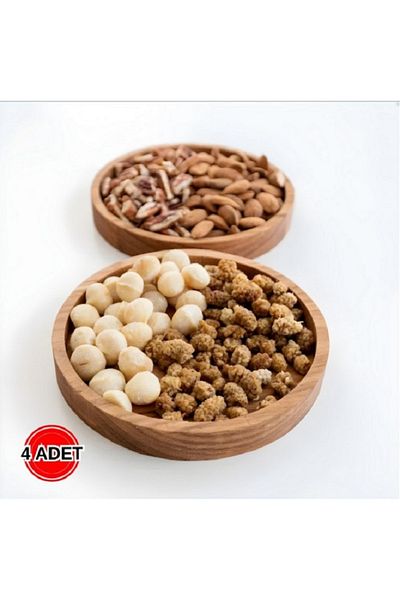 Redwood 4-Piece Wooden Snack Bowl - Tea, Coffee and Presentation Base