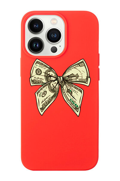 shoptocase Iphone 14 PRO MAX Uyumlu Money Kurdele Desenli İçi Süet Silikon La...