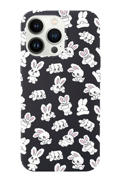 shoptocase Iphone 14 PRO MAX Uyumlu Baby Rabbit, Tavşancık Desenli İçi Süet S...
