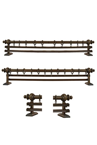 Perdejim Umeraș pentru perdea rustic din lemn de nuc dublu - țeavă rustică 225 cm