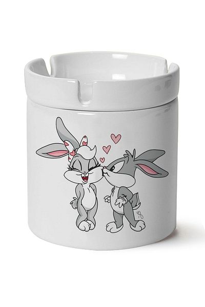 Çakilap Bugs Bunny Printed Washable Porcelain Ashtray - in Machine (Kp-Çf)