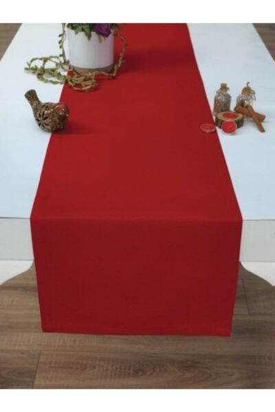 Tropikhome Yılbaşı Sunum Masa Runner Örtüsü Kırmızı Sunum Runner - 40x140 Kır...