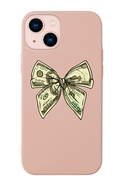 shoptocase Iphone 14 ve 13 Uyumlu Money Kurdele Desenli İçi Süet Silikon Lans...