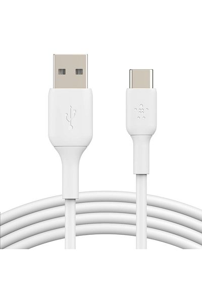 Belkin BoostCharge USB-C to USB-A Cable for iPhone 15, Samsung S24, Pixel, iPad Pro, Switch - 1m, White