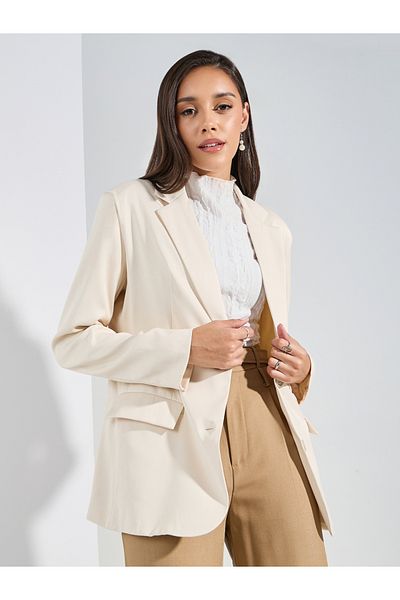 Styli Regular Fit Longline Blazer with Flap Detail