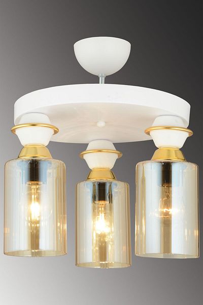 SONSUZ AYDINLATMA&AVİZE White 3-Plafone Pipe Glass Downward Facing Luxury Chandelier
