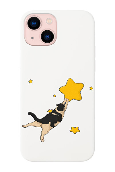 shoptocase Iphone 14 ve 13 Uyumlu Kedi Desenli İçi Süet Silikon Lansman Telef...