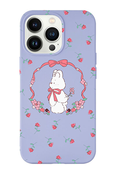shoptocase Iphone 14 PRO MAX Uyumlu Kurdele Bear Desenli İçi Süet Silikon Lan...