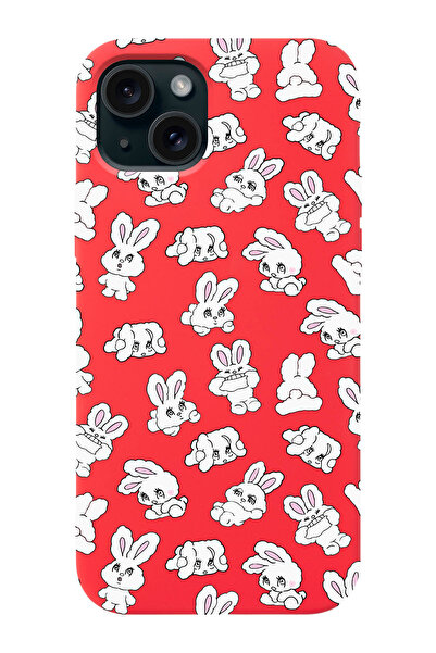 shoptocase Iphone 15 Uyumlu Baby Rabbit, Tavşancık Desenli İçi Süet Silikon L...