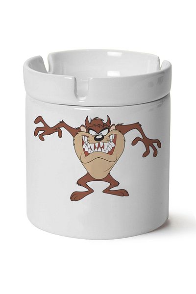 Çakilap Tasmanian Devil Printed Porcelain Ashtray - Washable Machine (Kp-Çf)
