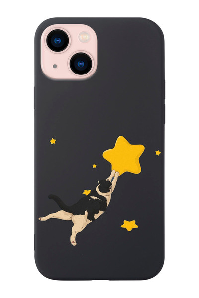 shoptocase Iphone 14 ve 13 Uyumlu Kedi Desenli İçi Süet Silikon Lansman Telef...