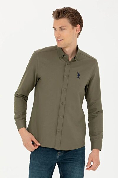 U.S. Polo Assn. Erkek Haki Uzun Kollu Basic Gömlek