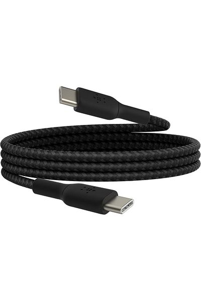 Belkin BoostCharge Braided USB-C Fast Charger Cable for iPhone 15, Galaxy S24, iPad, MacBook - 1m,Black