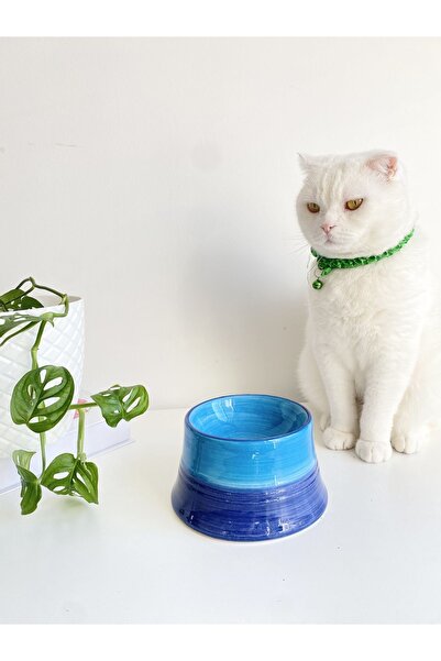 stilinbu Seramik Kedi Ve Köpek Mama Su Kabı Colorful Moon Bowl (MAVİ-LACİVERT)