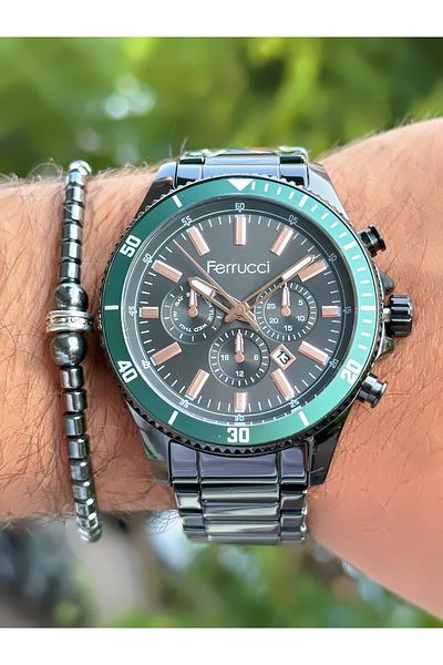 Ferrucci Steel Cord with Calendar 3 Atm Waterproof Men's Wristwatch + Bracelet with Gift