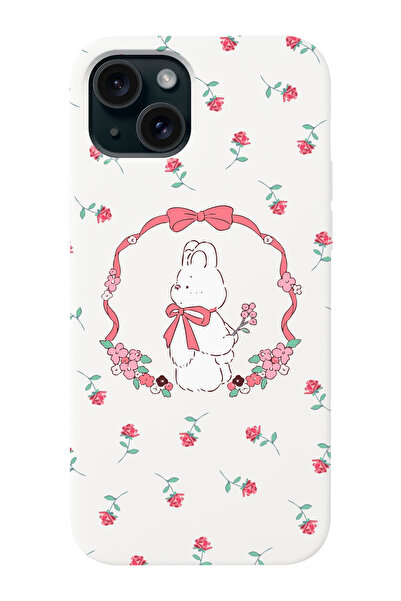 shoptocase Iphone 15 Uyumlu Kurdele Bear Desenli İçi Süet Silikon Lansman Tel...