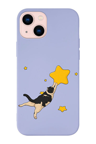 shoptocase Iphone 14 ve 13 Uyumlu Kedi Desenli İçi Süet Silikon Lansman Telef...