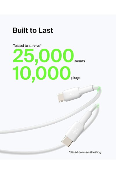 Belkin BoostCharge USB-C to USB-A Cable for iPhone 15, Samsung S24, Pixel, iPad Pro, Switch - 1m, White