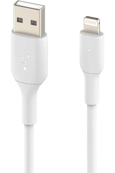 Belkin Boost Charge Lightning Cable for iPhone 14, iPad, AirPods - MFi-Certified, 1m, White