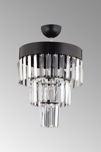 Docklight Roma 3-Tier Modern Chandelier with Black Crystal Stone, 30'