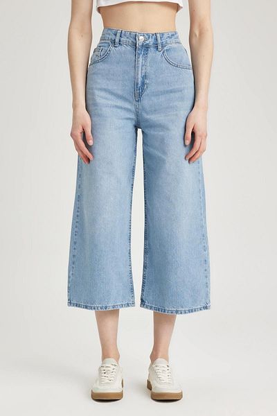 DeFacto High Waist Straight Leg Comfort Culotte Jean - A3484ax23sm