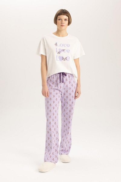 DeFacto Be in Love Regular Fit Printed Pajamas Set - Short Sleeve B6208ax24sp