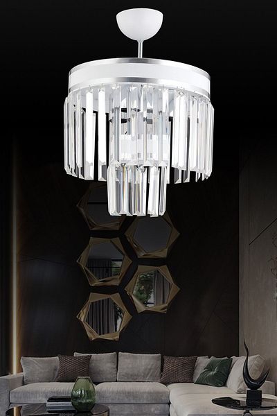 Docklight Roman 4 Piece 2 Tier White Chrome Gilded Modern Chandelier with 30' Crystal Stone