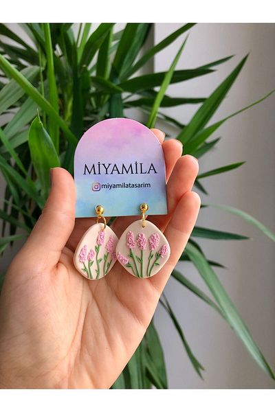 TREND Miyamila Collection Pink Floral Lightweight Polymer Steel Earrings