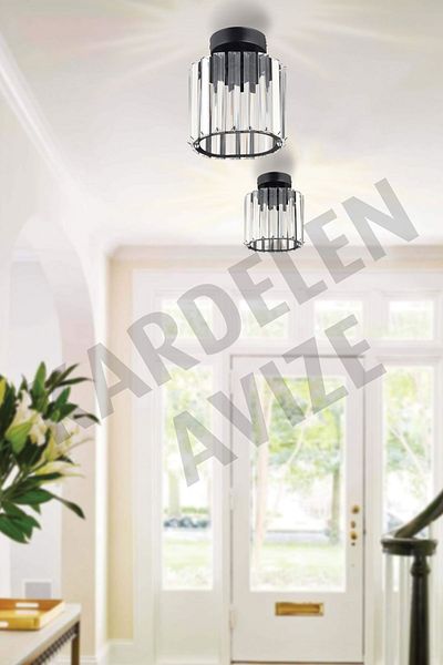 SONSUZ AYDINLATMA&AVİZE Luxury Chandelier - Black Crystal Stone Plafonier and Gazing